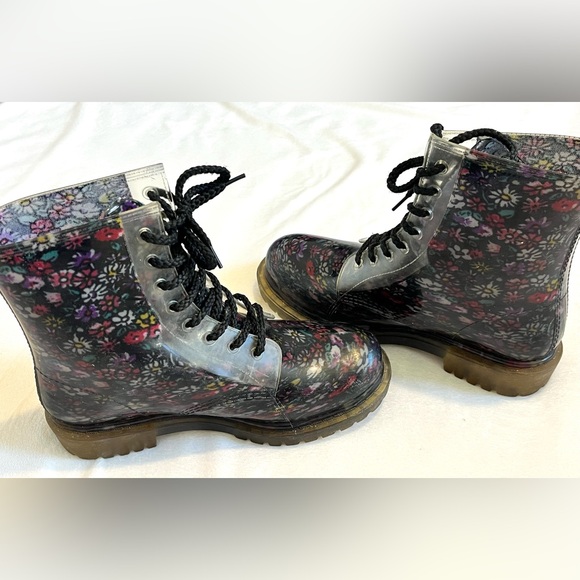 Dirty Laundry Roadie Floral Rubber Rain Combat Lace Up Boots Women’s Size 9 - Picture 15 of 16